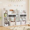 Homhougo Toy Storage Organizer 47.8in Kids Bookshelf with Drawers Modern Bookcase with Cubbies Floor Storage Cabinet Wooden Toy Chest, White - 3 of 4