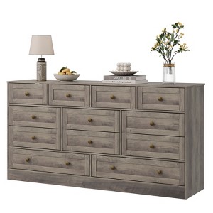 12 Drawers Wood Dressers, Modern Wide TV Stand Dresser for 65" TV, Wooden Chest of Drawers Clothes Storage Organizer for Living Room, Hallway - 1 of 4