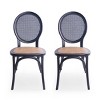 Elegant Vintage-Style Rattan Dining Chairs with Curved Wooden Frame, Round Cane Backrest, and Comfortable Woven Seat-Coolbibila - 3 of 4