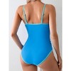 Eomenie Women's One Piece Swimsuit Tummy Control Bathing Suit Spaghetti Strap Color Block Swim Suit 1 Piece Slim Swimwear - 3 of 3