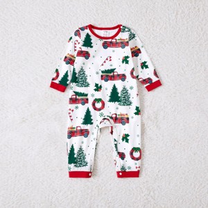PATPAT Family Matching Christmas Pajamas For Family Tree Car Print Xmas Top Tee and Bottom Sets For Men M Turquoise - 1 of 4