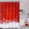 90GSM Polyester Oxford Fabric Shower Curtain Christmas Snowflake, Waterproof, PEVA Material, Transparent, 180x180cm, Includes Hooks - 3 of 4