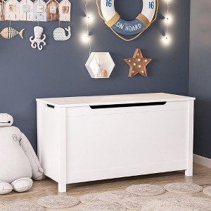 Wooden Toy Box Storage With Safety Hinge, Lid Storage Bench For Bedroom Living Room Playroom Boys & Girls, Toddlers Toy Storage Chest - 1 of 4