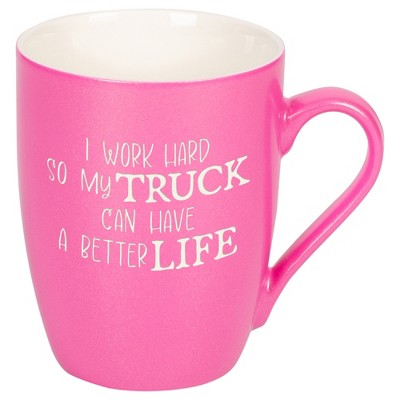 Elanze Designs I Work Hard So My Truck Can Have A Better Life Princess Pink 10 ounce New Bone China Coffee Cup Mug