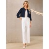 INSPIRE CHIC Women's Collarless 3/4 Sleeve Open Front Button Decor Cuff Cropped Jacket - 3 of 4