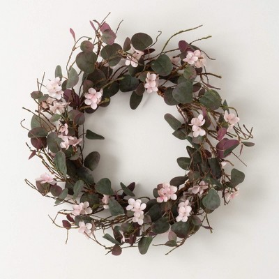 Sullivans Artificial Wild Flower 6.5 Wreath 20.25"H; Pink