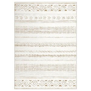 Itopfox Soft Machine Washable Boho Moroccan Farmhouse Rug for Living Room, Bedroom, Dining Table - Non-Slip Neutral Modern Indoor Floor Carpet Brown - 1 of 4