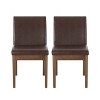 Christopher Knight Home Set of 2 Kwame Faux Leather Upholstered Dining Chairs Cognac Brown/Walnut - 2 of 4