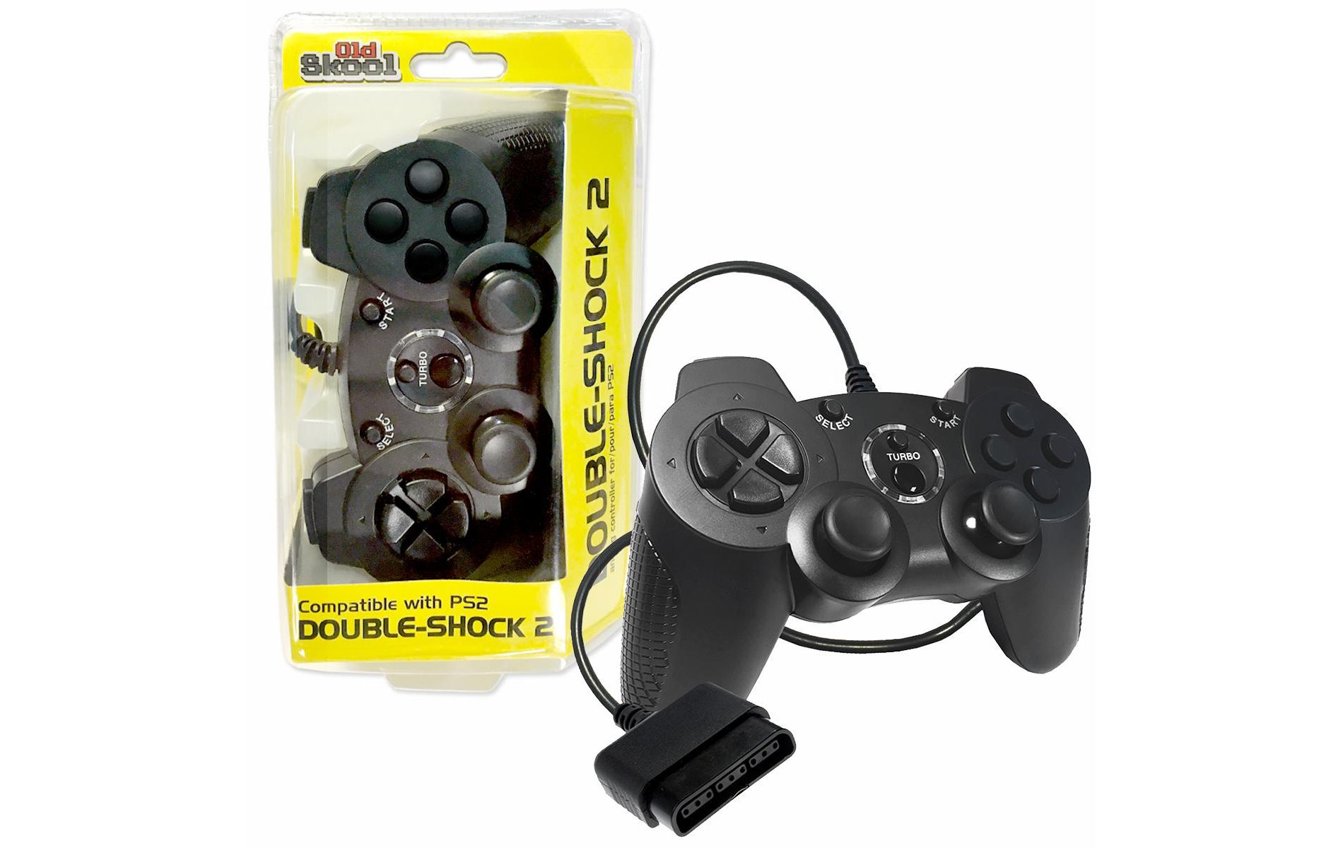 Old Skool Double-Shock 2 Controller for PlayStation 2 (BLACK)