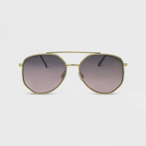Women\'s Metal Geometric Aviator Gold - Wild Fable™ : Sunglasses Target