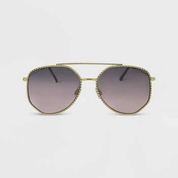 Women's Metal Geometric Aviator Sunglasses - Wild Fable™ Gold