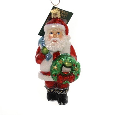 Old World Christmas 5.25" Santa With Wreath Ornament St Nicholas  -  Tree Ornaments