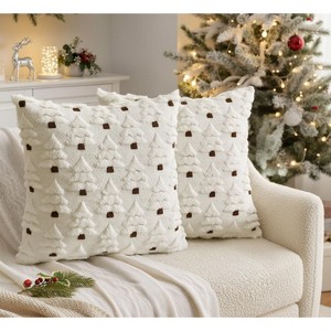 LISM Christmas Tree Pillowcases,Faux Fur Wool Throw Pillow Covers Set of 2 - 1 of 4