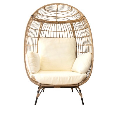 Barton Oversized Wicker Egg Chair Indoor/outdoor Patio Lounger With ...