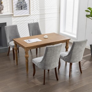 APRILSOUL Rayon Flocking Linen Dining Chairs,Tufted Kitchen,Fabric Upholstered with Curved Solid Wood Legs, Set of 2, Dining Room - 1 of 4