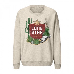 Womens Lone Star Beer Texan Desert Mineral Wash Crew Sweatshirt - 1 of 2