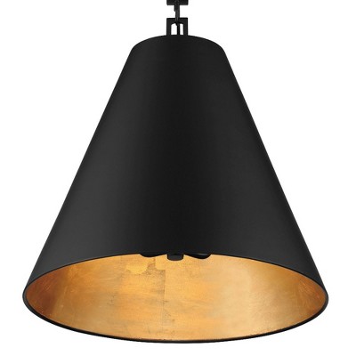 Alston Matte White and Antique Gold Drum Chandelier with Iron Shade