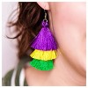 The Mardi Gras Krewe Mardi Gras Tassel Earrings- Purple Green and Gold Earrings - 3 of 4