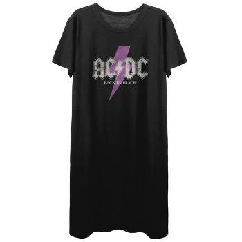AC/DC Back To Black Purple Logo Women's Black T-Shirt Dress
