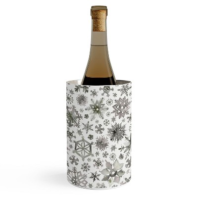 Ninola Design Winter Stars Snowflakes Gray Wine Chiller - Deny Designs