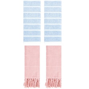 REGALWOVEN 4 Packs Striped and Solid Absorbent Soft Cotton Hand Towel for Bathroom - 1 of 4