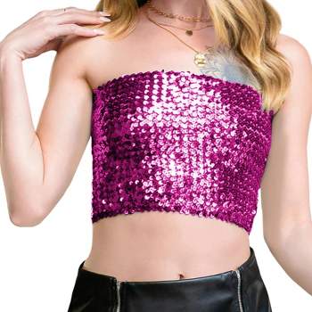 Anna-Kaci Women's Strapless Glitter Sequin Sparkle Bandeau