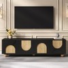 HDZNVF Farmhouse TV Stand with Cable Holes for TVs up to 75 inch, Cream Style Media Console with Rebound Device - 2 of 4
