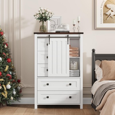 Dresser for Bedroom with 5 Drawers, 48" Tall Chest of Drawers, Closet Dresser with Storage Cabinet