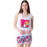 MTV Womens' Music Television Logo Sleep Pajama Set Short Tank Top Multicolored