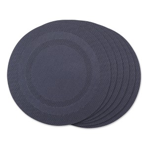 DII Doubleframe Indoor/Outdoor PVC Round Placemat/6, Stonewash Blue, 13.75" Diameter - 1 of 4