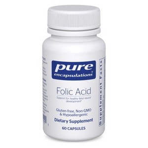 Pure Encapsulations Folic Acid - Hypoallergenic Dietary Supplement - 60 Capsules - 1 of 4
