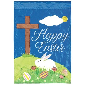 Dicksons Happy Easter Bunny and Eggs Applique Decorative Multicolor 13 x 18 Polyester Garden Size Applique Flag - 1 of 1