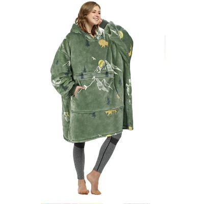 Catalonia Women's Oversized Flannel Blanket Hoodie - Cozy Wearable Plush Fleece Pullover, Soft Lounge Sweatshirt for Home, Camping, Outdoor Comfort