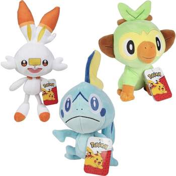 Pokémon 8" Grookey, Sobble, & Scorbunny 3-Pack Plush - Officially Licensed - Sword & Shield Galar Starters - Stuffed Animal- Gift for Pokemon Fans