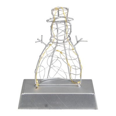 8" LED Lighted Silver Metal Snowman Stocking Holder