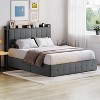 Bed Frame with Lift Up Storage, Upholstered Velvet Bed with Storage Headboard, No Box Spring Needed, Solid Wood Slats - 4 of 4