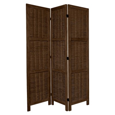 5 1/2 ft. Tall Bamboo Matchstick Woven Room Divider - Burnt Brown (3 Panel)