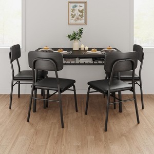 5-Piece Dining Table Set for 4 - 43" Rectangular Kitchen Table with 4 Upholstered Chairs, Space-Saving Furniture for Apartments & Small Spaces - 1 of 4