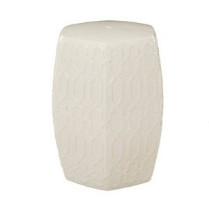Contemporary Ceramic Geometric Accent Table Cream - Olivia & May: Stylish Hexagonal End, Indoor Use, No Assembly Required - 1 of 4