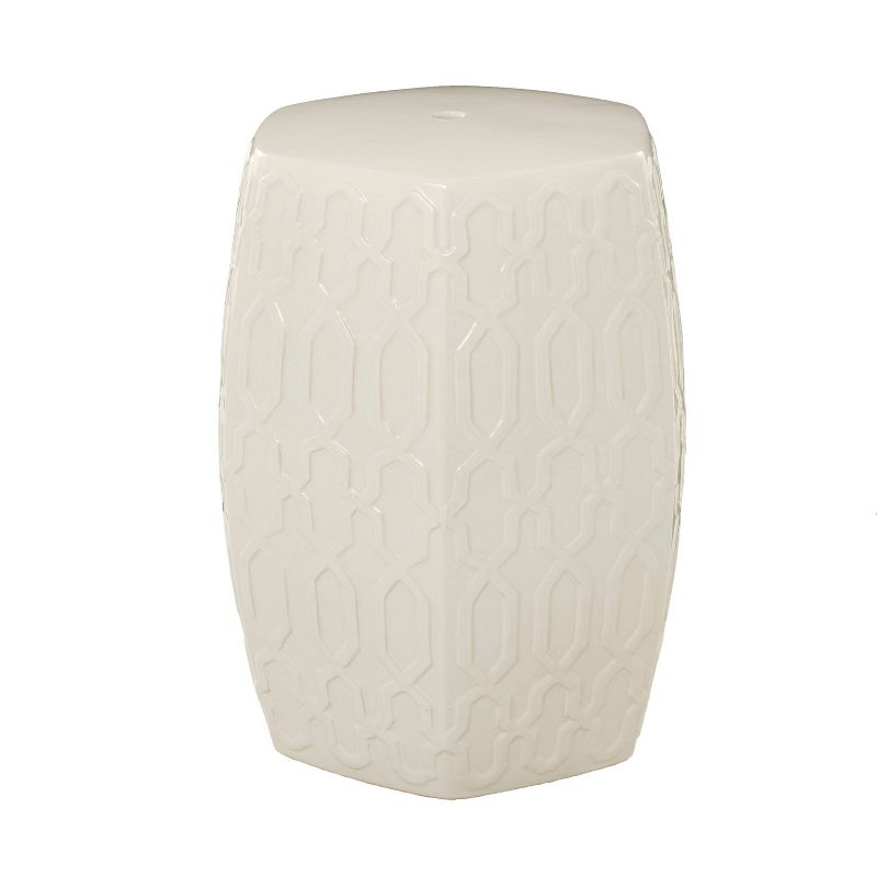 Contemporary Ceramic Geometric Accent Table Cream - Olivia &#38; May, 3 of 9