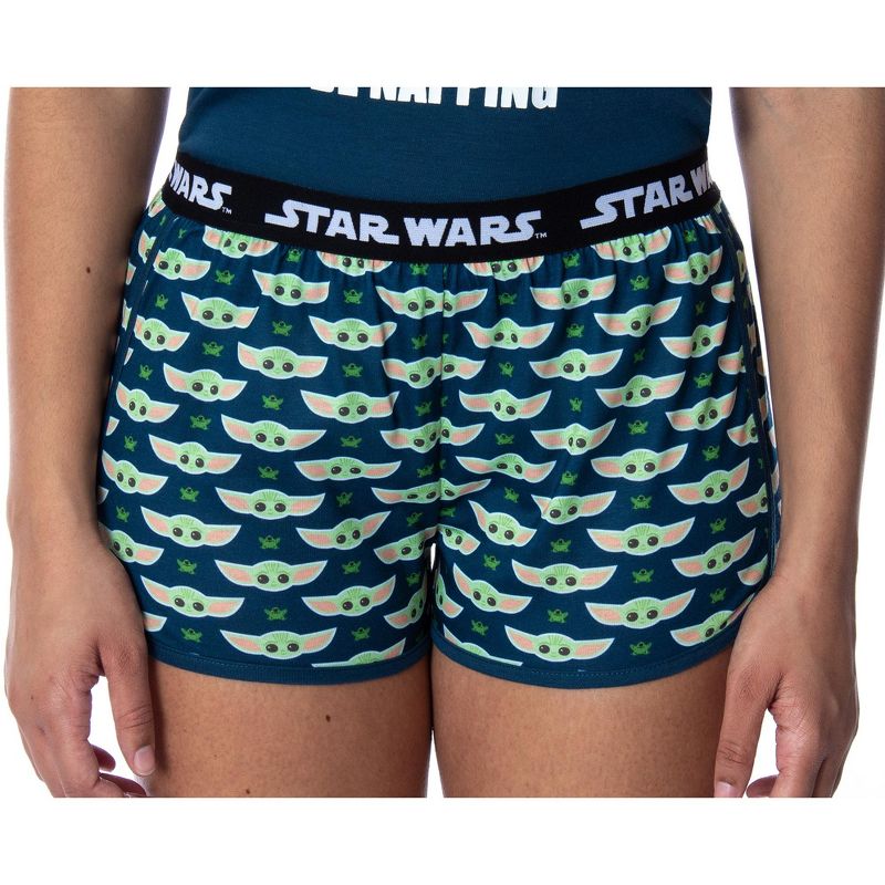 Star Wars Women's The Mandalorian Baby Yoda Racerback Tank Shorts Pajama Set Blue, 5 of 7