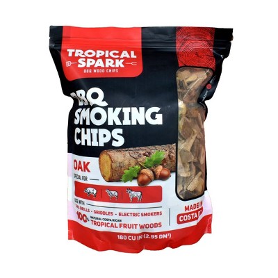 Tropical Spark Wood Chips  Perfect for BBQ, Smoking, Grilling, Bake, Roast, Braise  Premium 100% All-Natural  Oak  180 cu in Bag