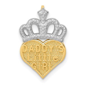 Black Bow Jewelry 14k Yellow Gold, White Rhodium Daddy's Little Girl Heart Pendant, 13mm - 1 of 4