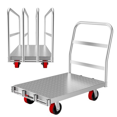 2-in-1 Heavy Duty Panel Truck Cart All Steel Platform Truck with 6'' Swivel Wheels Moving Platform Hand Truck with 2000 LBS Capacity for Garage