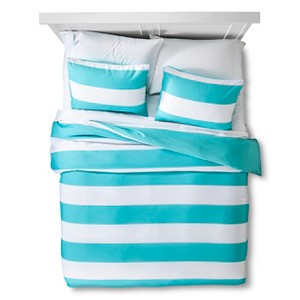 Turquoise Rugby Stripe Duvet Cover Set (King) - Room Essentials , Sunbleached Turquoise