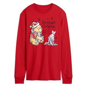 Men's - Winnie the Pooh - Pooh & Piglet Warmest Wishes Christmas Long Sleeve Graphic T-Shirt - 1 of 3