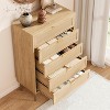 Rattan 5 Drawer Dresser, 44'' Tall Narrow Chest of Drawer, Farmhouse Wooden Vertical Dresser, Metal Legs and Handles, Modern Dresser for Bedroom - 4 of 4