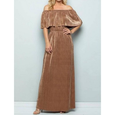 Women's Metallic Ruffle Maxi Dress - SEE AND BE SEEN