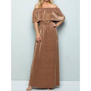 Women's Metallic Ruffle Maxi Dress - SEE AND BE SEEN - 1 of 4