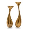 HomeRoots Set of Two Antiqued Gold Aluminum Wavy Faceted Tabletop Pillar Candle Holders - 4 of 4